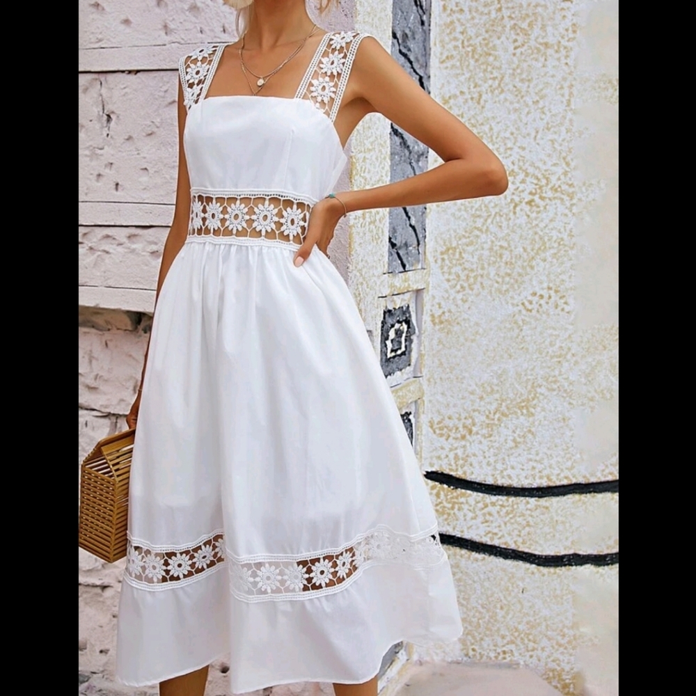 Embroidery Zip Back Cami Dress